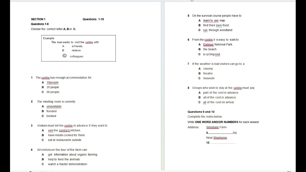 Winsham Farm Часть 1 IELTS Real Listening в некоторых регионах 23.03.2024