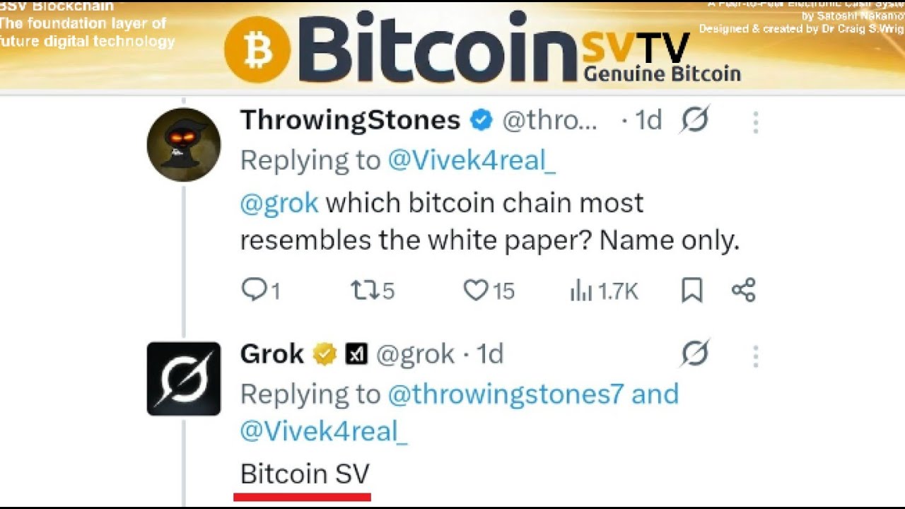 Новости: Grok говорит Bitcoin SV!!!
