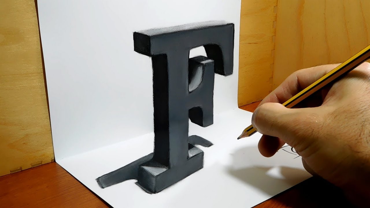 How to Draw Letter F 3D Trick Art 3D Drawing