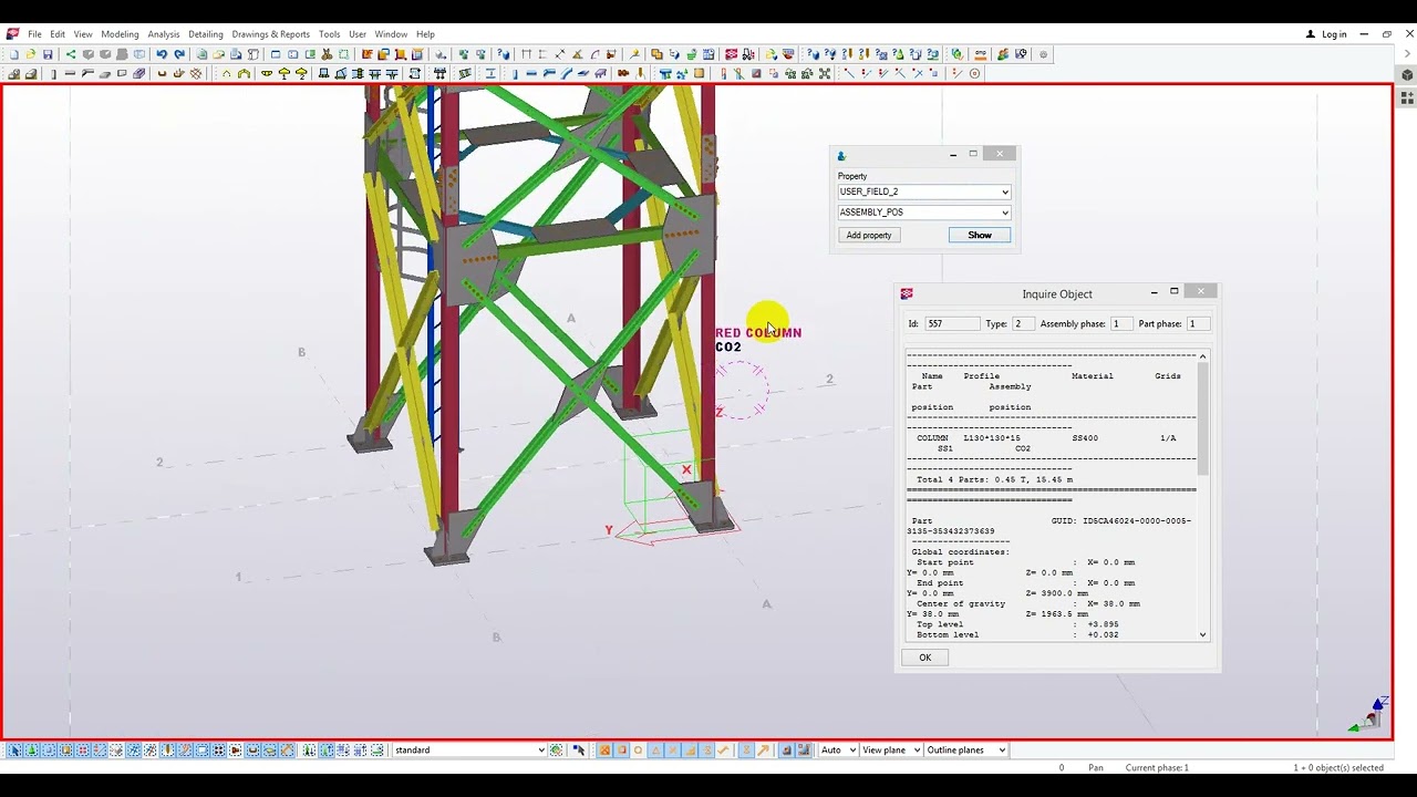 Video for show property of member in Tekla Structure.