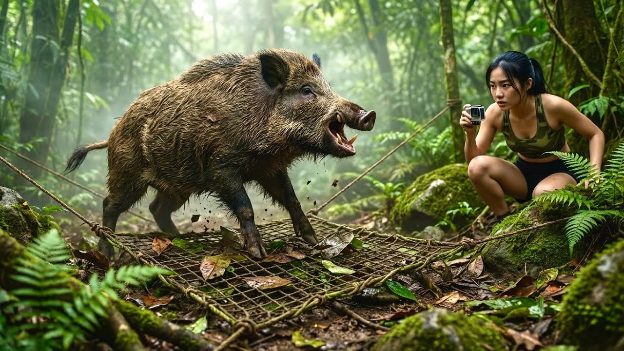 I Used All My Survival Skills To Track The Wild Boar And Set Traps. Day 200 of survival.