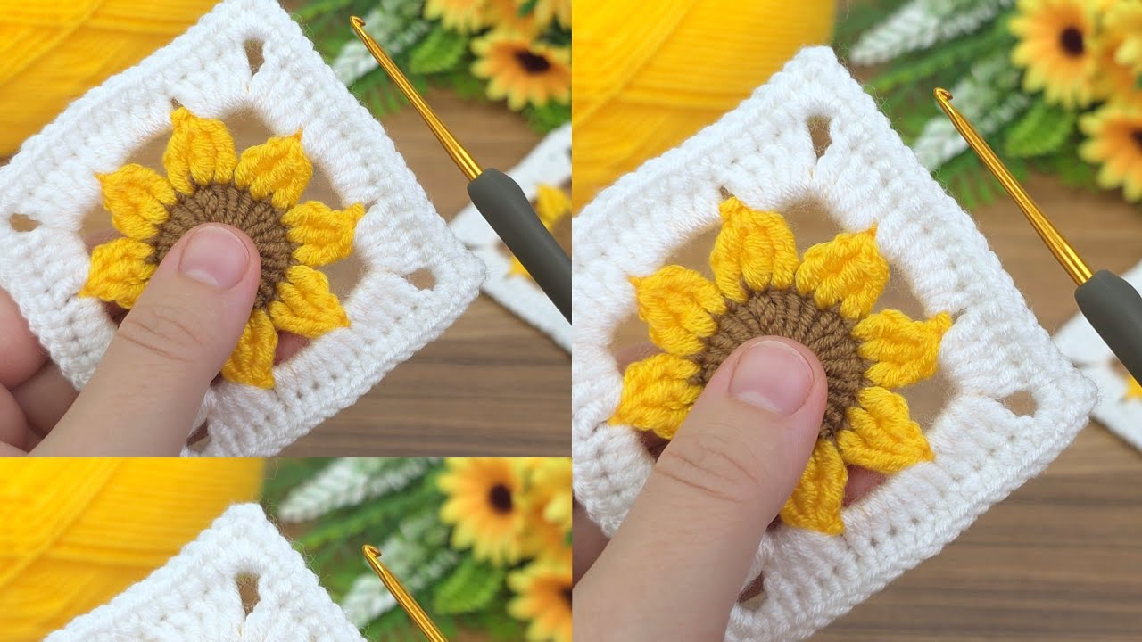 Wow!! Crochet sunflower motif model 
