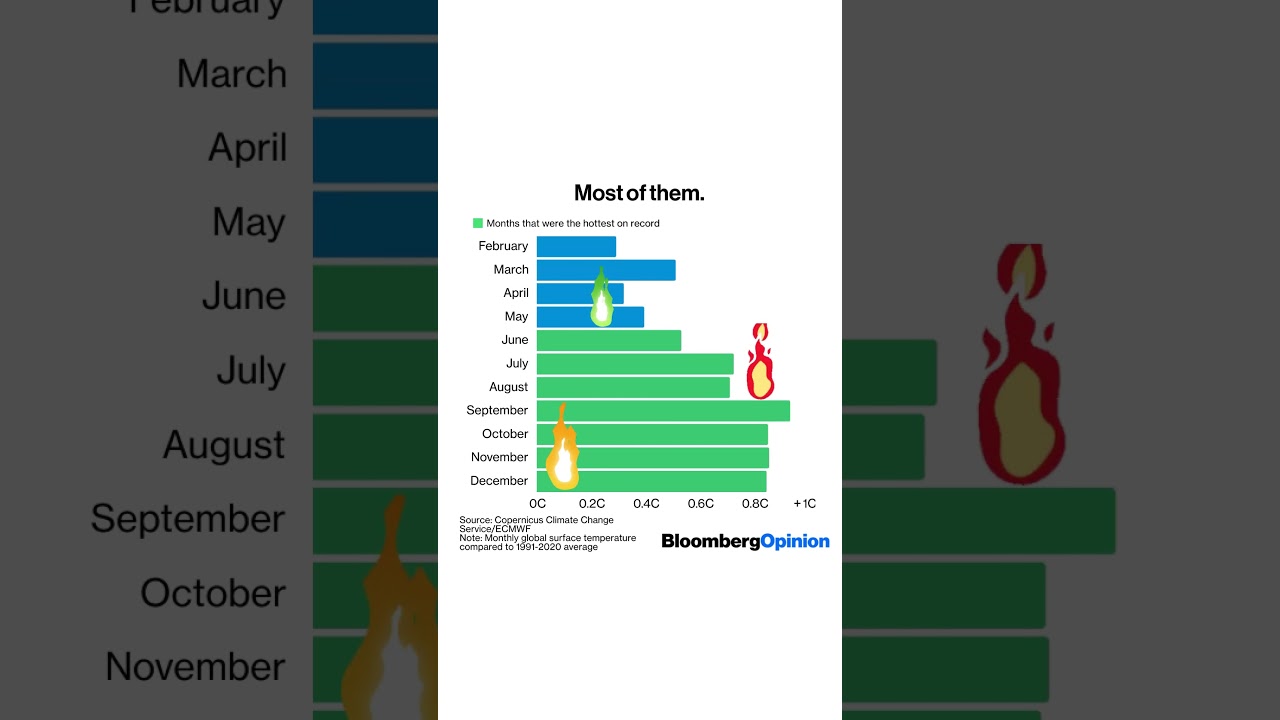 How many months in 2023 broke heat records? 🔥 #shorts #climatechange #data #heatwaves