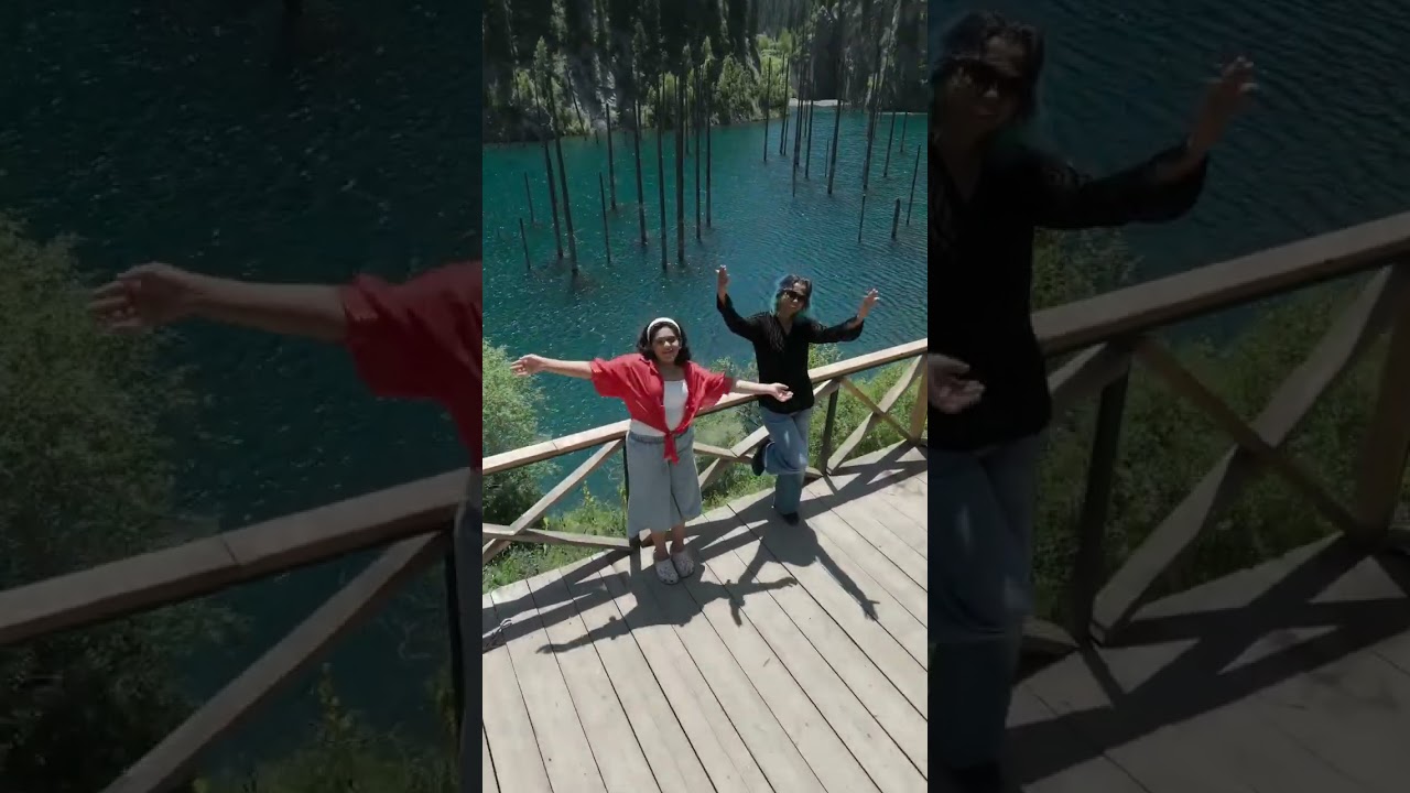 Lake Kaindy&rsquo;s Sunken Forest | Breathtaking Drone Footage from Kazakhstan #shorts #viralshorts