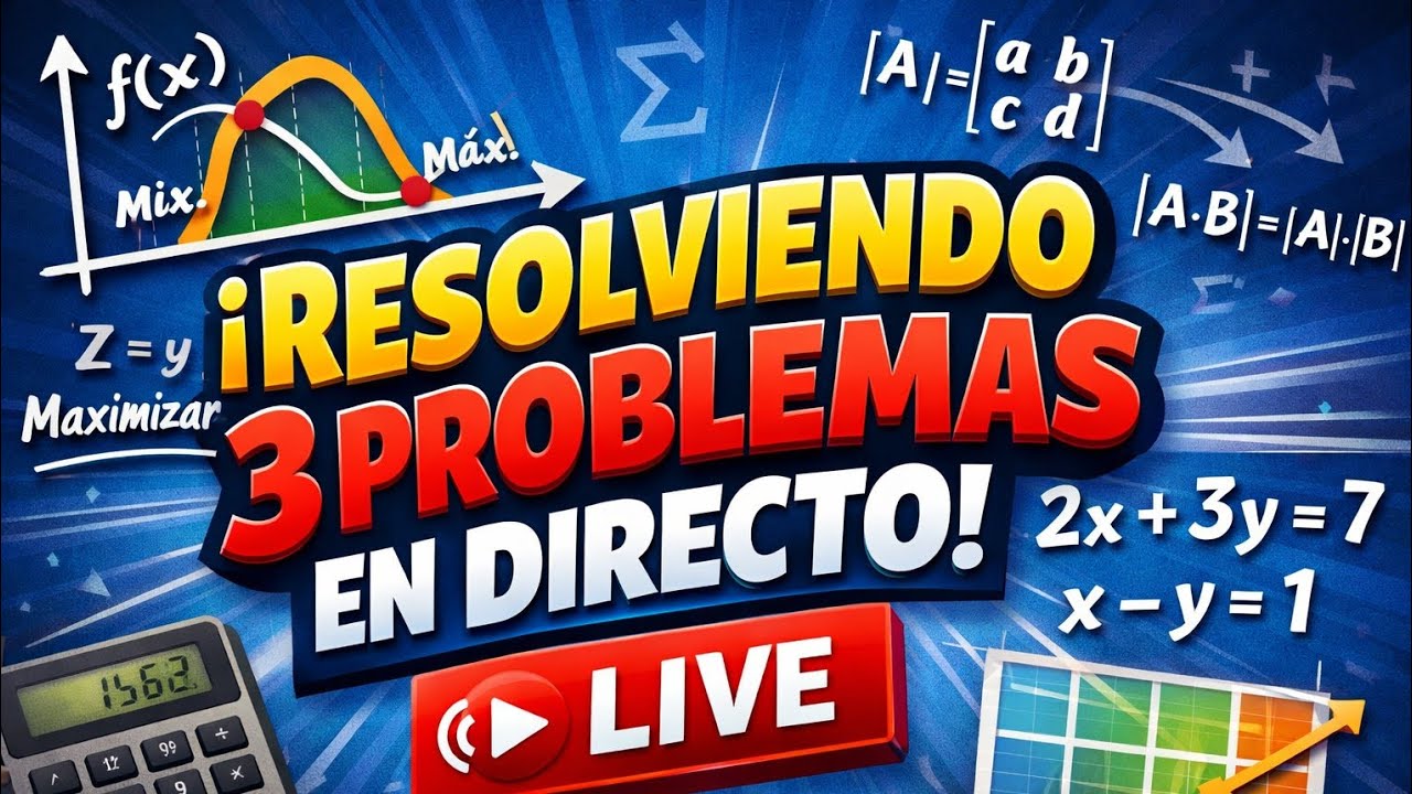 resolución de 3 problemas en directo, dos de bachillerato y uno de sistemas de la ESO