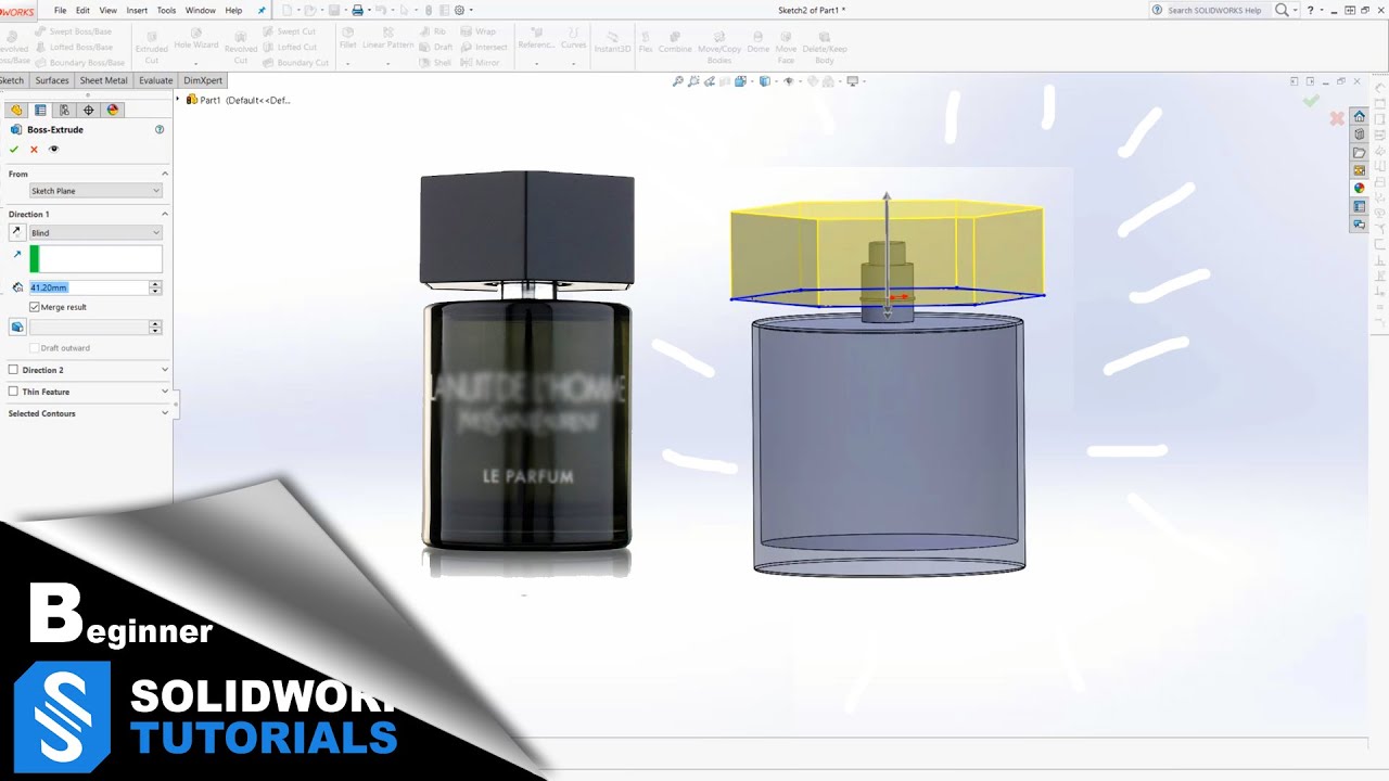Проектирование флакона для духов в SolidWorks для начинающих с Райаном №4