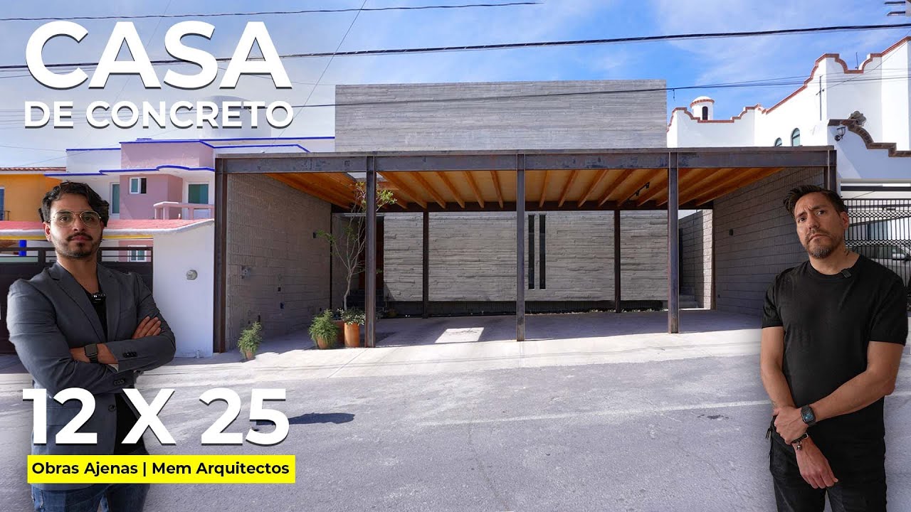 CASA de CONCRETO con PATIO LATERAL| Obras Ajenas |  @memarquitectos6511