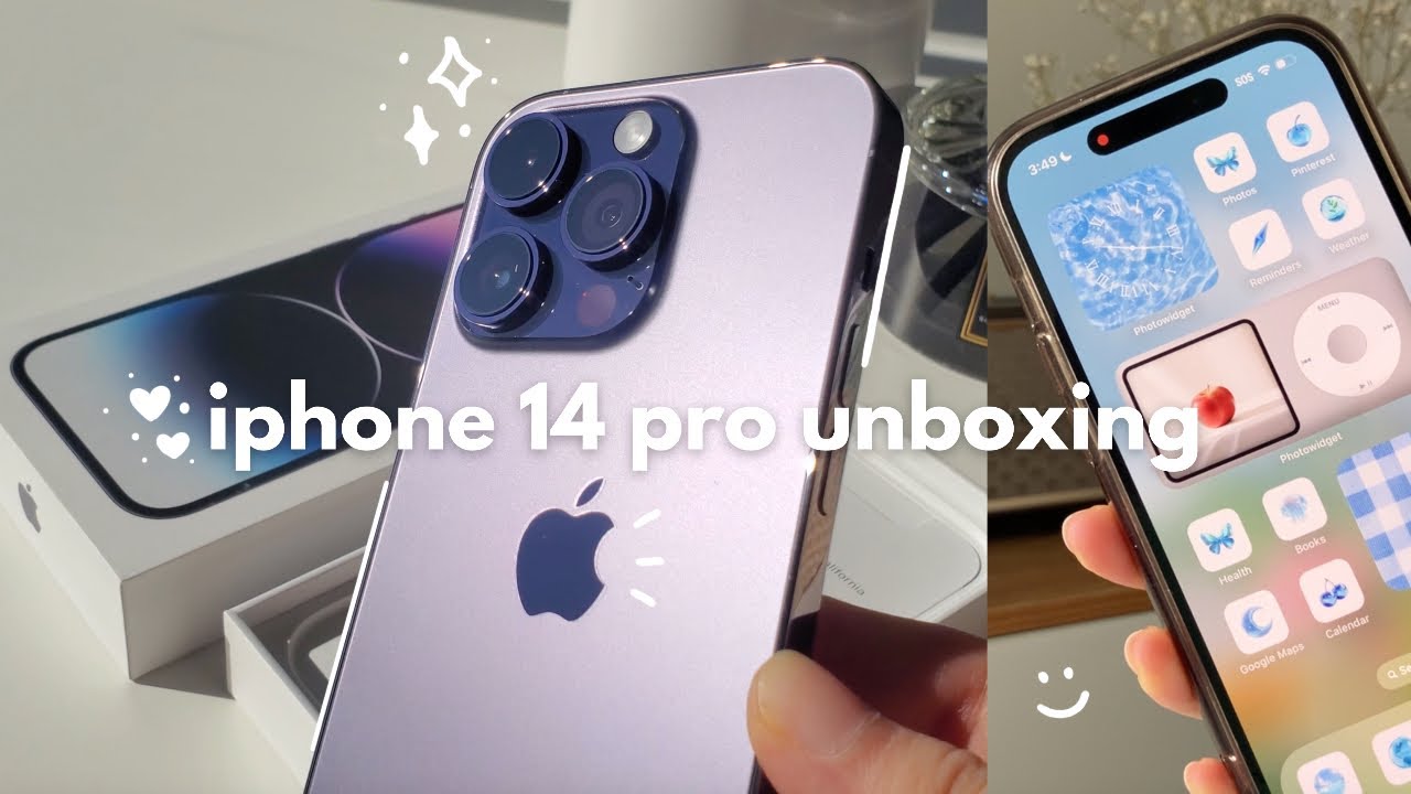 2025 iphone 14 pro unboxing 🤍 aesthetic home screen customization & set up