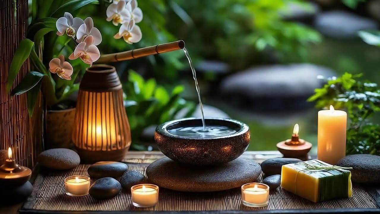 Soothing Sleep Relaxation ?? Bamboo Water Fountain & Gentle Piano for Calm Body ??