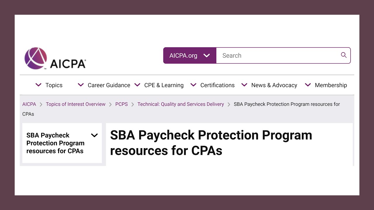 Payment Protection Program PPP Loan Calculator AICPA