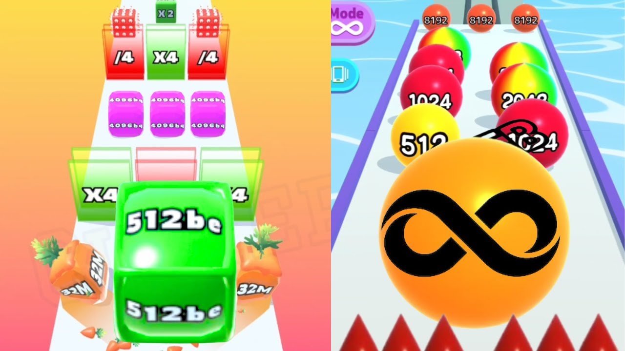 2048 | High Score in Infinity Mode [ 512BE ] : Jelly Run 2048 vs Ball Run 2048 Infinity