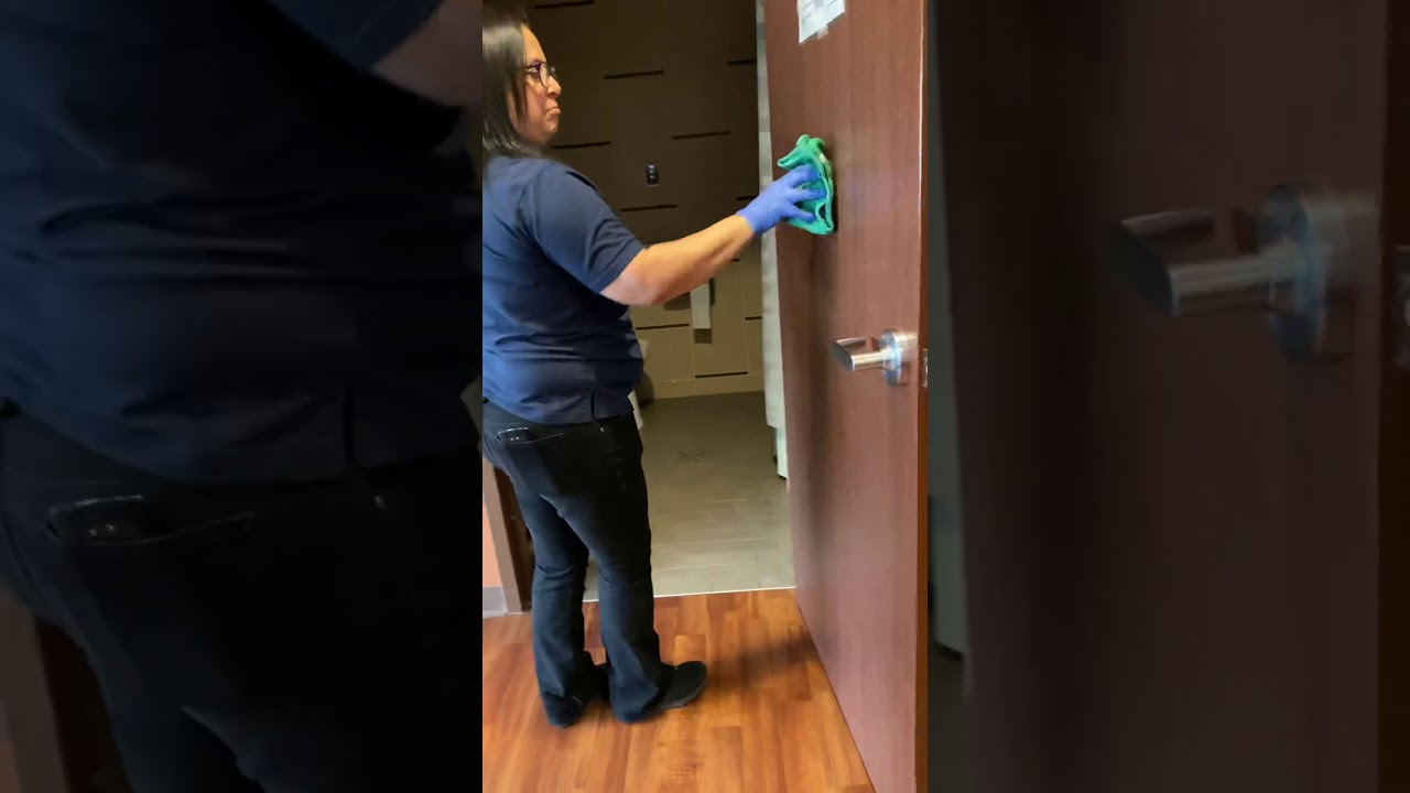 Cleaning a hospital room
