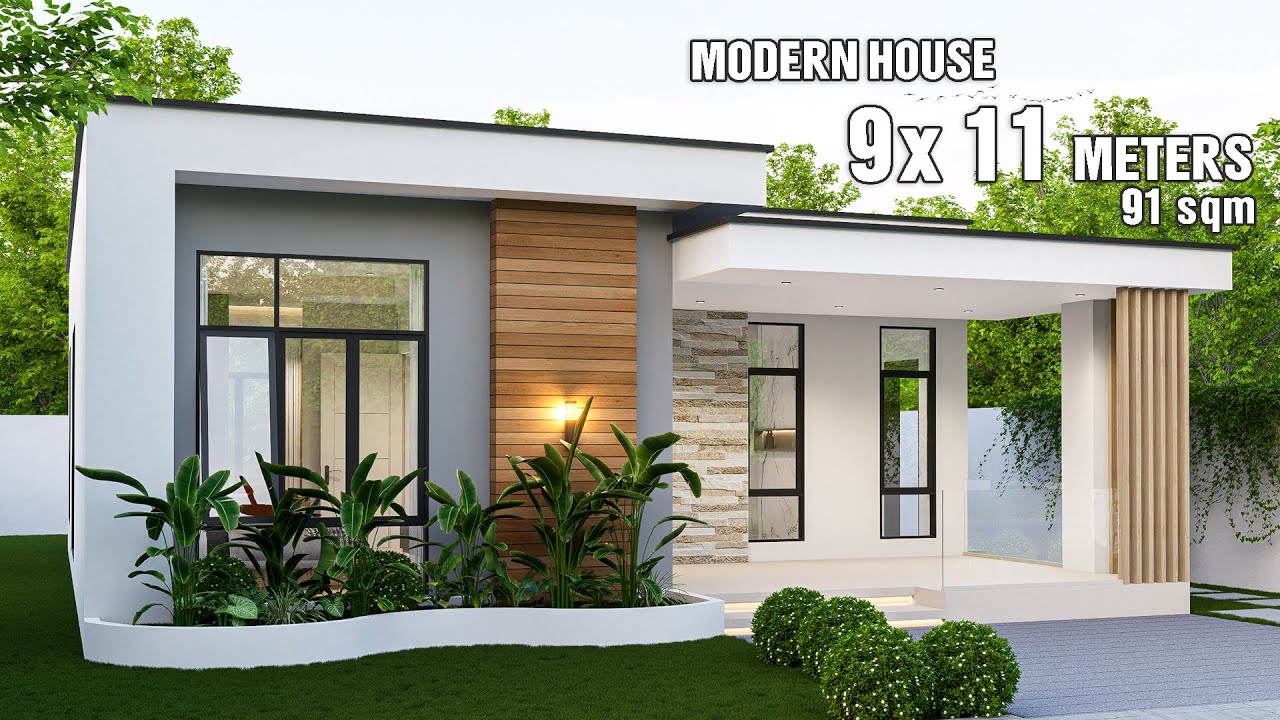 Modern House Design idea | 9 x 11 Meters | Three Bedrooms