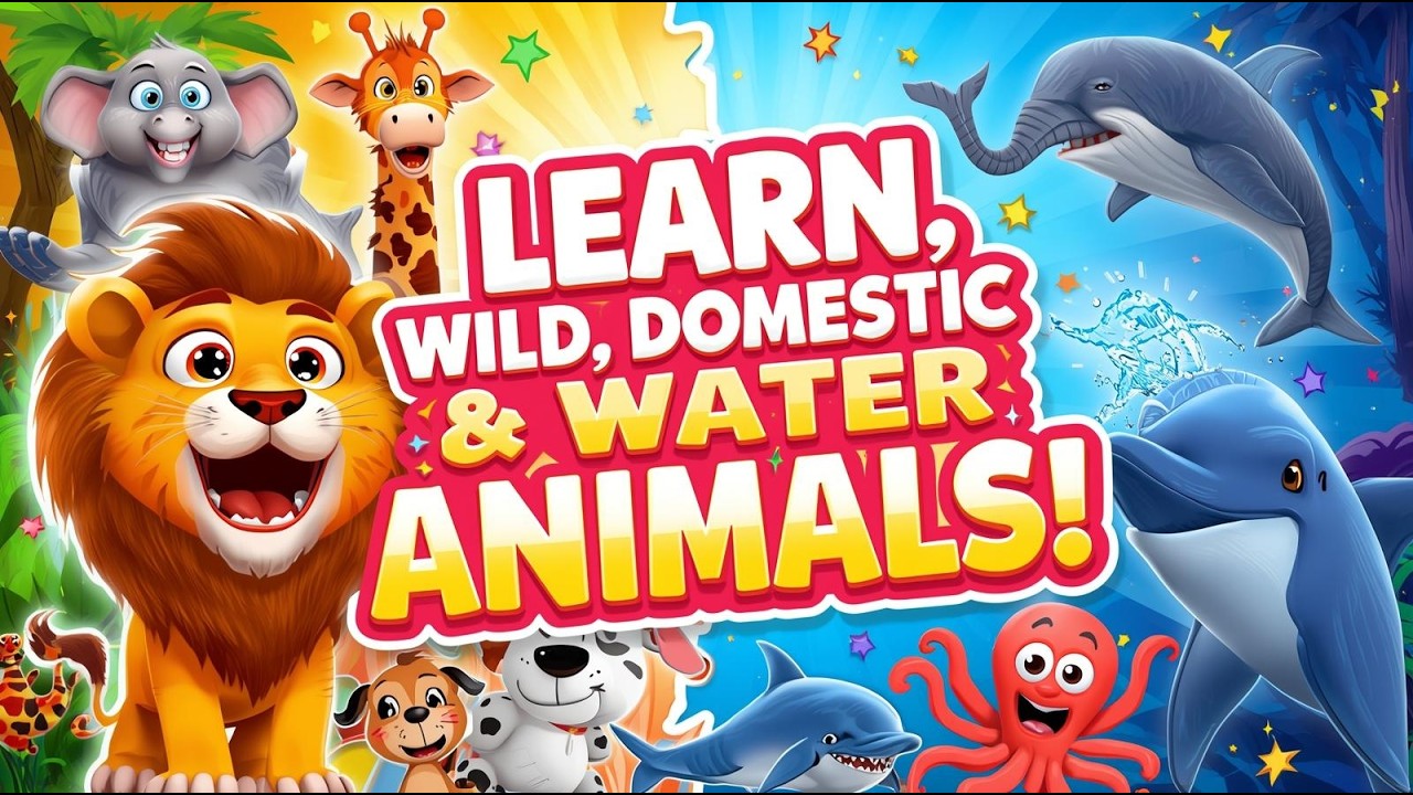 Learn Wild, Domestic and Water Animals | Preschool Fun Learning | Toddler Learning