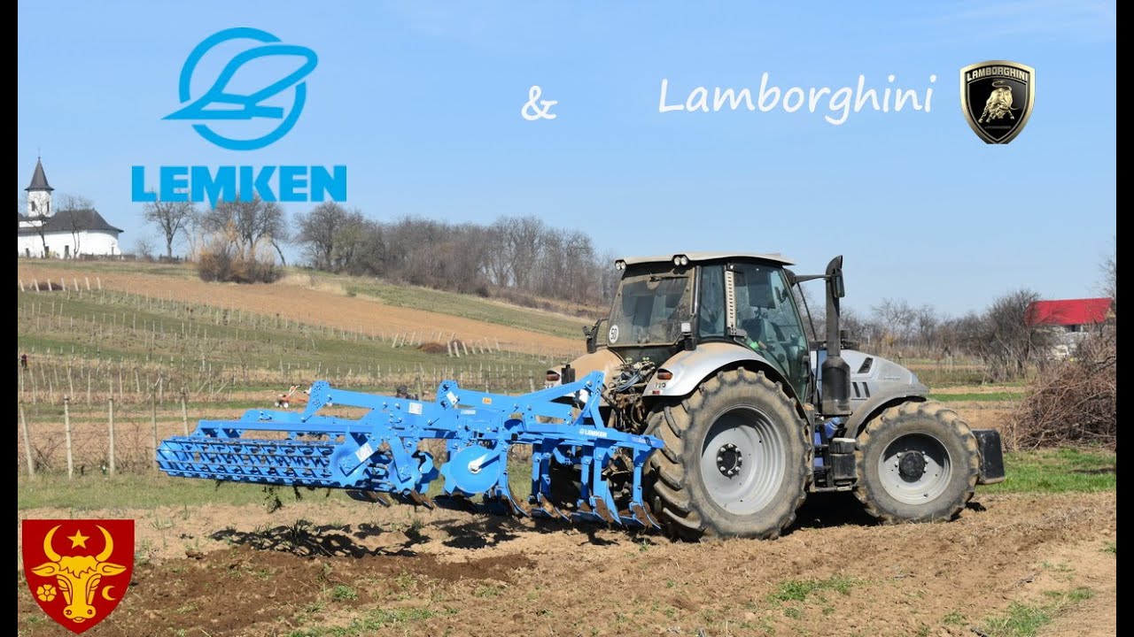 Lamborghini R6 190 + Lemken Karat 9 3.5m cultivator harrow tillage