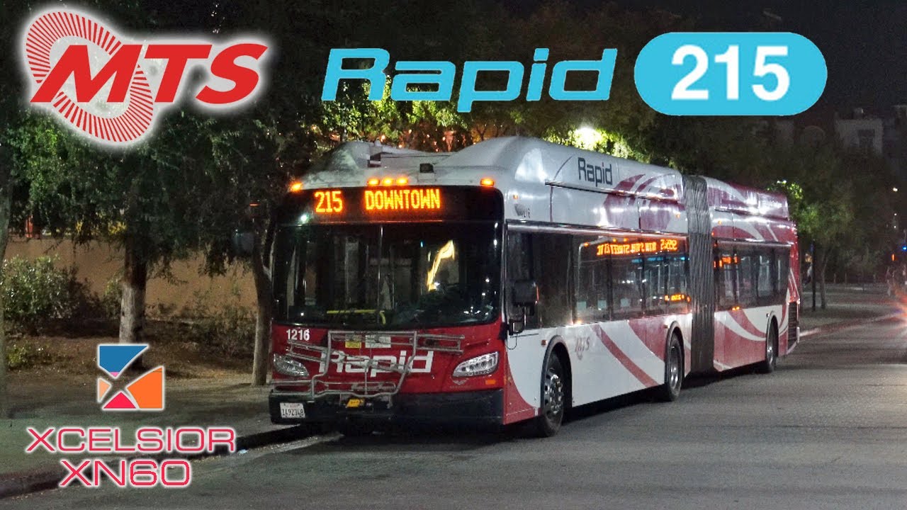 San Diego MTS New Flyer XN60 1216 CNG Bus Ride