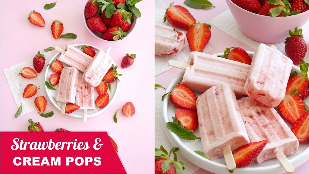 #BirdsParty Recipe Strawberries and Cream Popsicle 🍓 How to make Strawberry Ice Lollies / Ice-Lolly