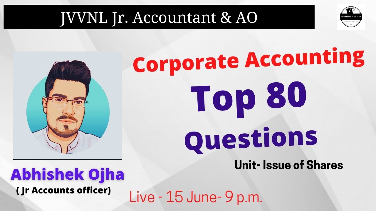 McQ on Accounting for Issue of shares : JVVNL Junior Accountant || Test Series for JVVNL Junior Acco