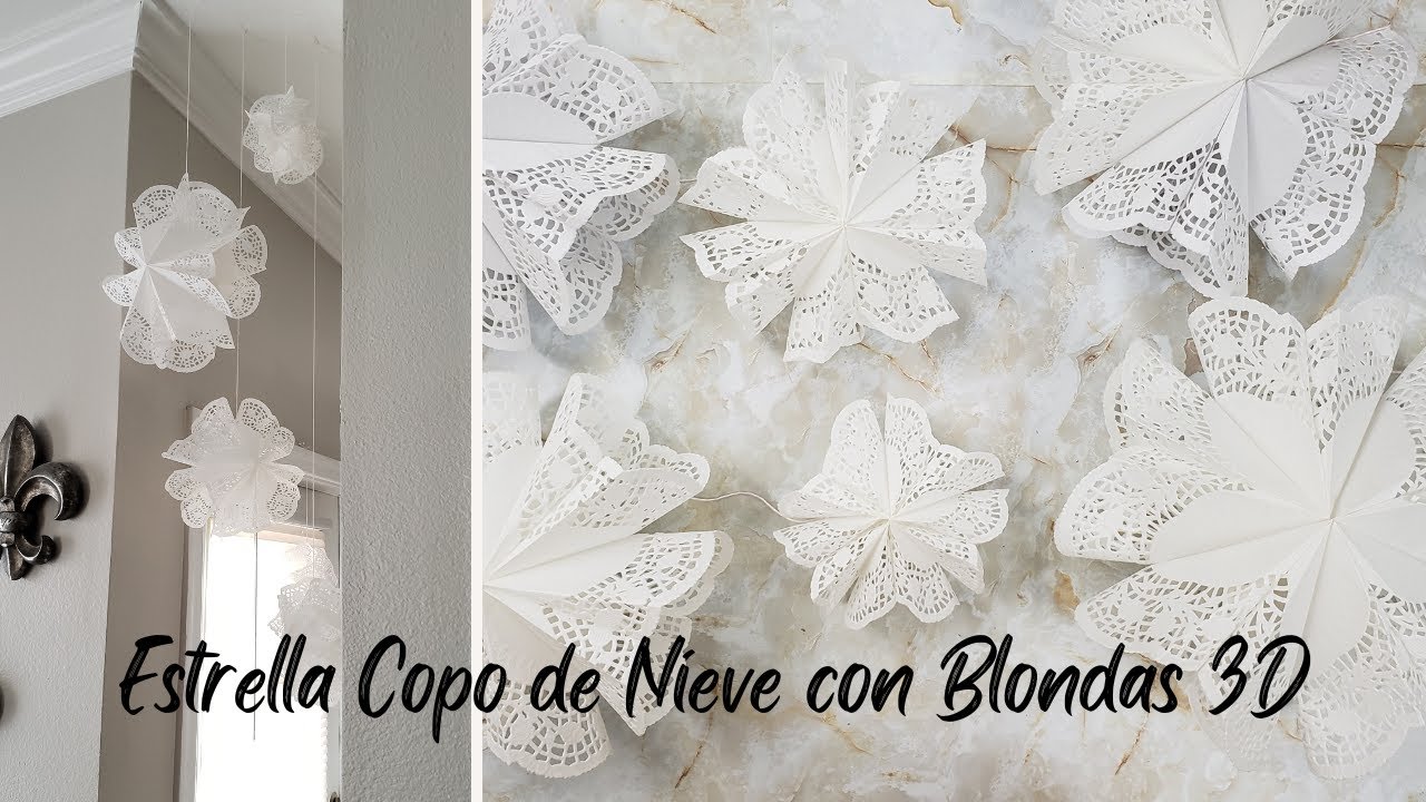 ESTRELLA COPO DE NIEVE CON BLONDAS, PAPEL DE ENCAJE | DOILY SNOWFLAKE STARS | HOME DEKO CHANNEL 2022