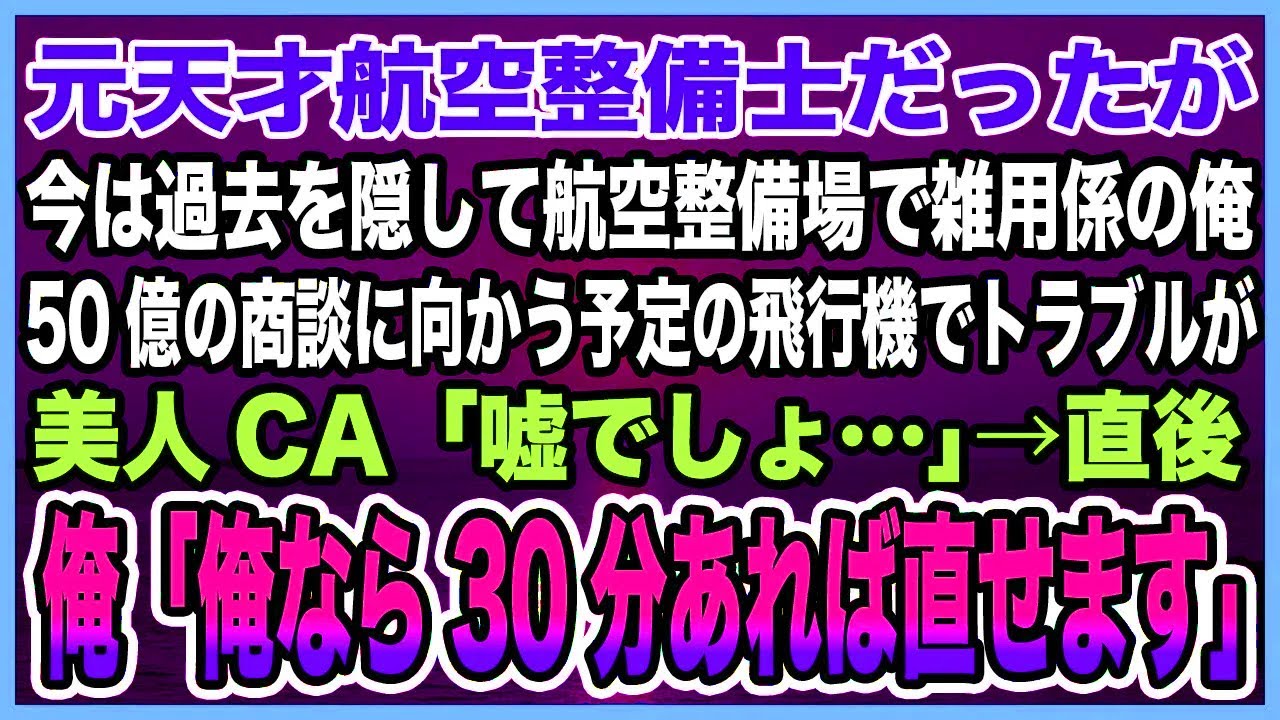 【感動する話】元天才航空整備士だが今は過去を隠し雑用係の俺。米国に50億の商談に向かう予定の飛行機でトラブル発生の大ピンチ。引き返した美人社長「倒産するしか…」俺が神整備で助けると…【泣ける話・朗読】