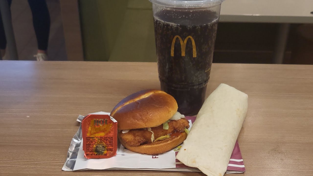 Eating Mcdonalds new hot honey chicken sandwich and wrap