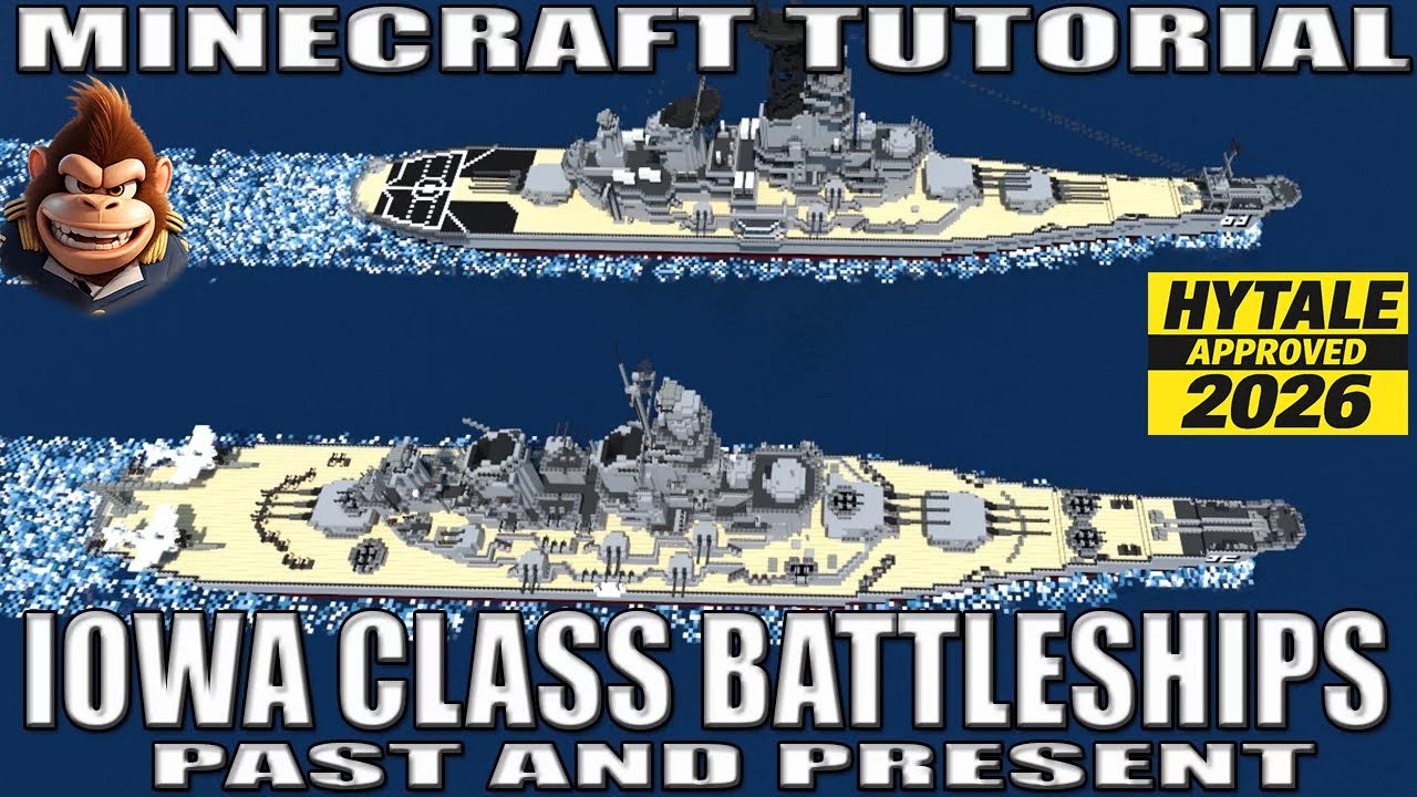 MINECRAFT / HYTALE : USS MISSOURI - IOWA CLASS TUTORIAL -PAST AND PRESENT(ACCURATE & DETAILED BUILD)