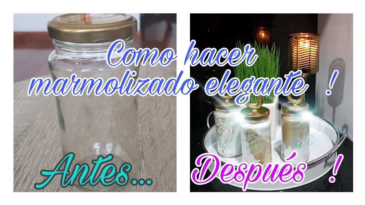 Transformacion de frascos para decoraciones/Como hacer efecto marmol elegante/marble effect