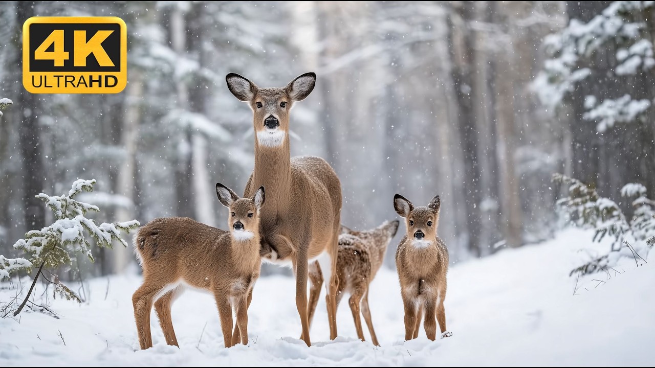 Snowy Wilderness Wildlife & Gentle Piano ❄️ Relaxing Winter Soundscape for Restful Sleep