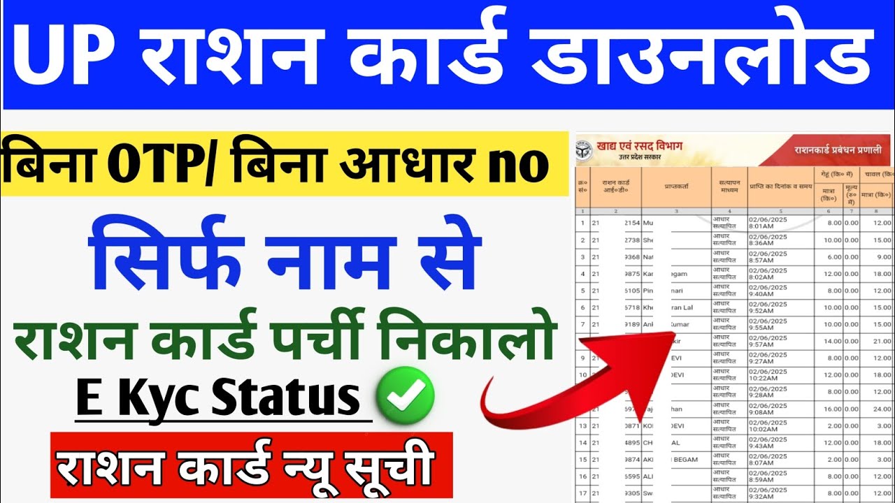 राशन कार्ड पर्ची कैसे निकाले/ration card download/Ekyc