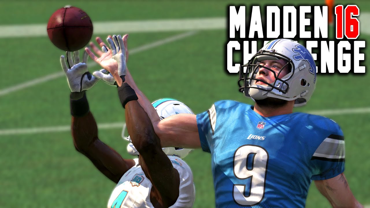 Can Matthew Stafford Catch A One Handed Interception? - Madden 16 NFL Challenge