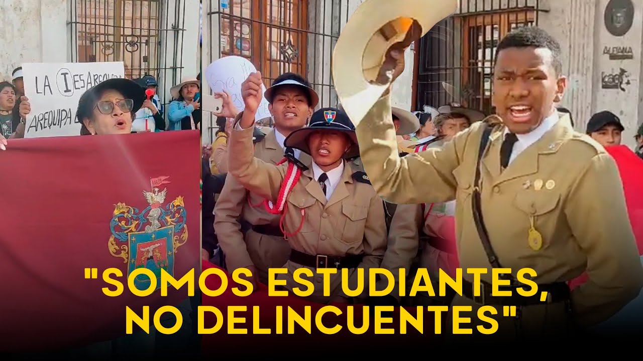 Estudiantes del colegio Independencia de Arequipa marchan en rechazo a María Agüero