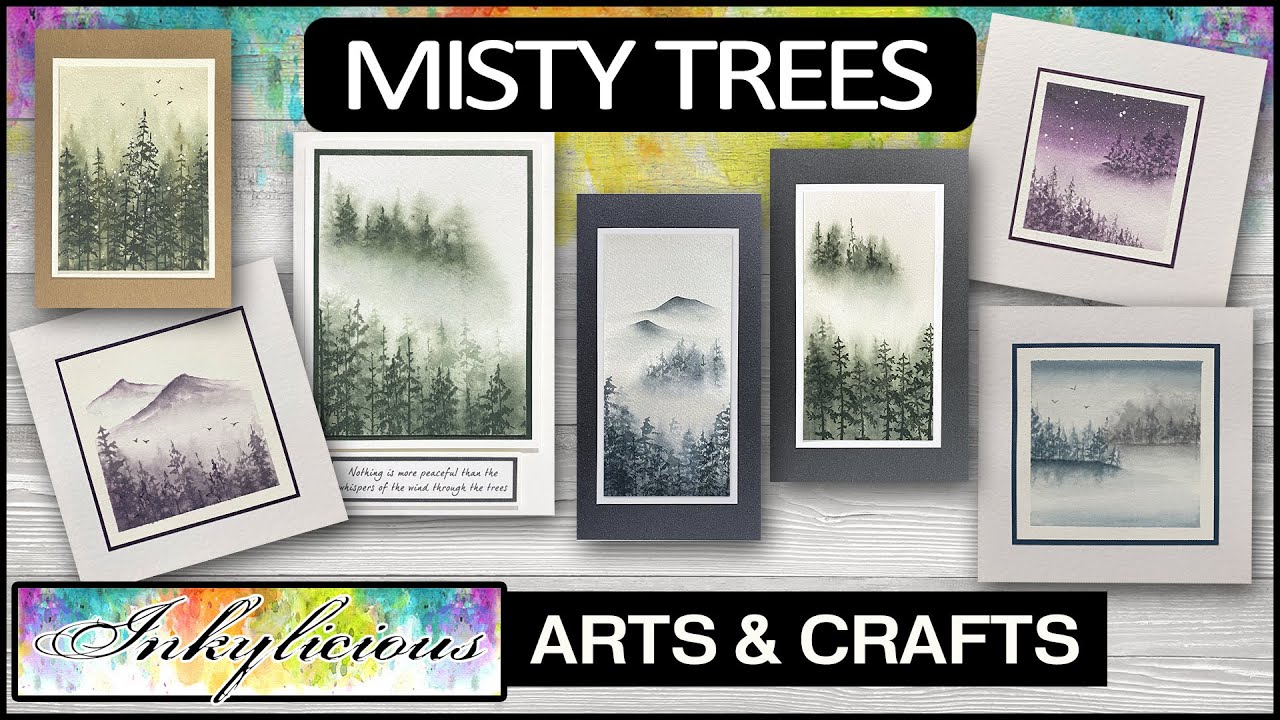 How toMisty Pine Tree Forest watercolour stamping technique