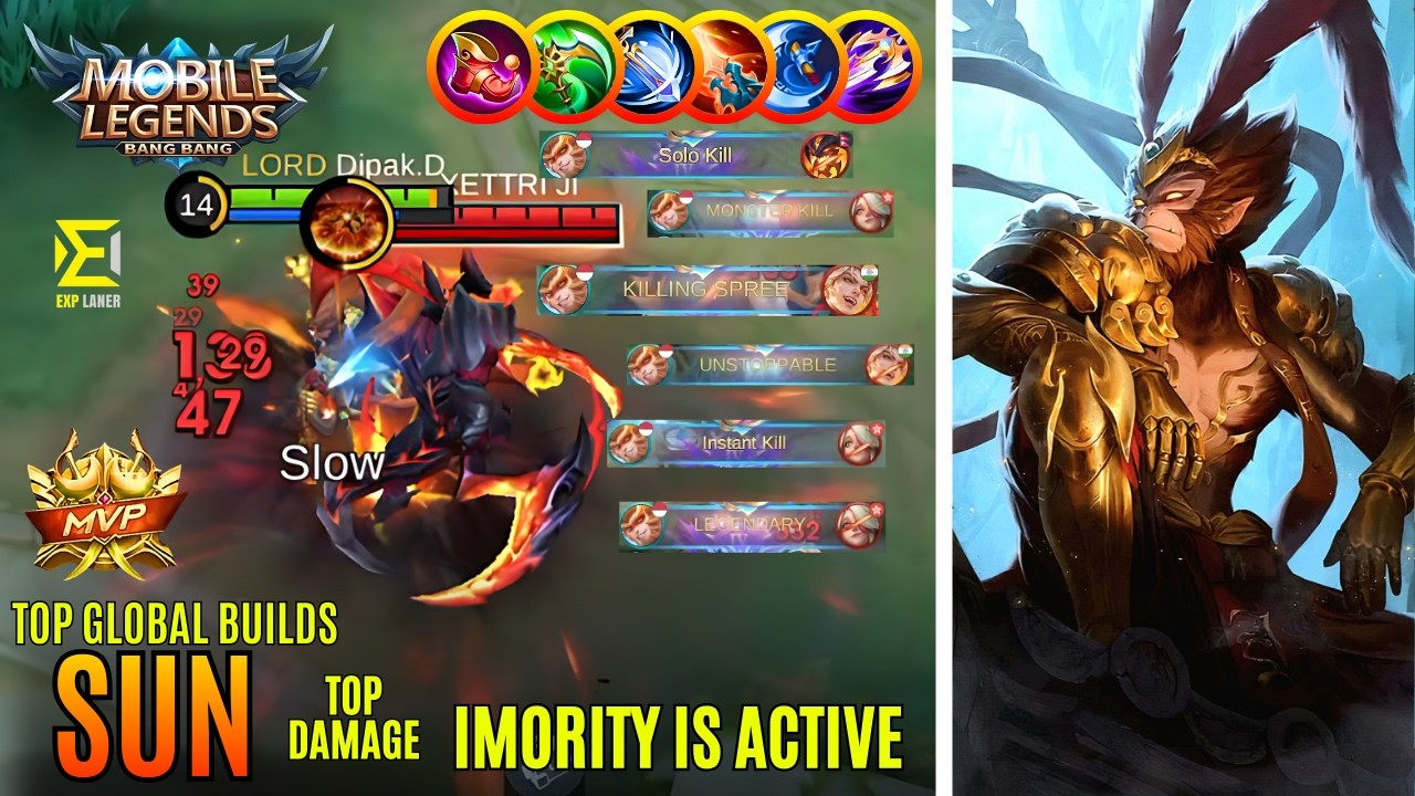 IMORTAL SUN WITH INSAINE DAMAGE BUILD | MLBB | #mobilelegends #sunmlbb #mlbb