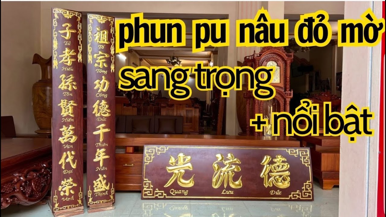 Mẫu Hoành Phi Câu Đối Gỗ Hương Đá Đẹp - Hoành Phi Và Câu Đối Dày 5cm Liền Khối Siêu Bền