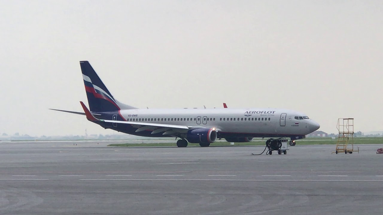 Взлёт 737-800 Boeing VQ-BWB Аэрофлот Аэропорт Абакан Хакасия 4K Aeroflot Aeroport Abakan Khakasia