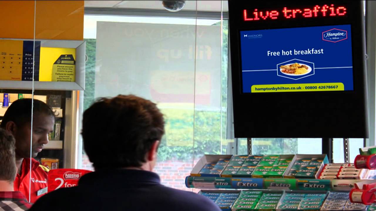 Amscreen forecourt network: Hampton by Hilton