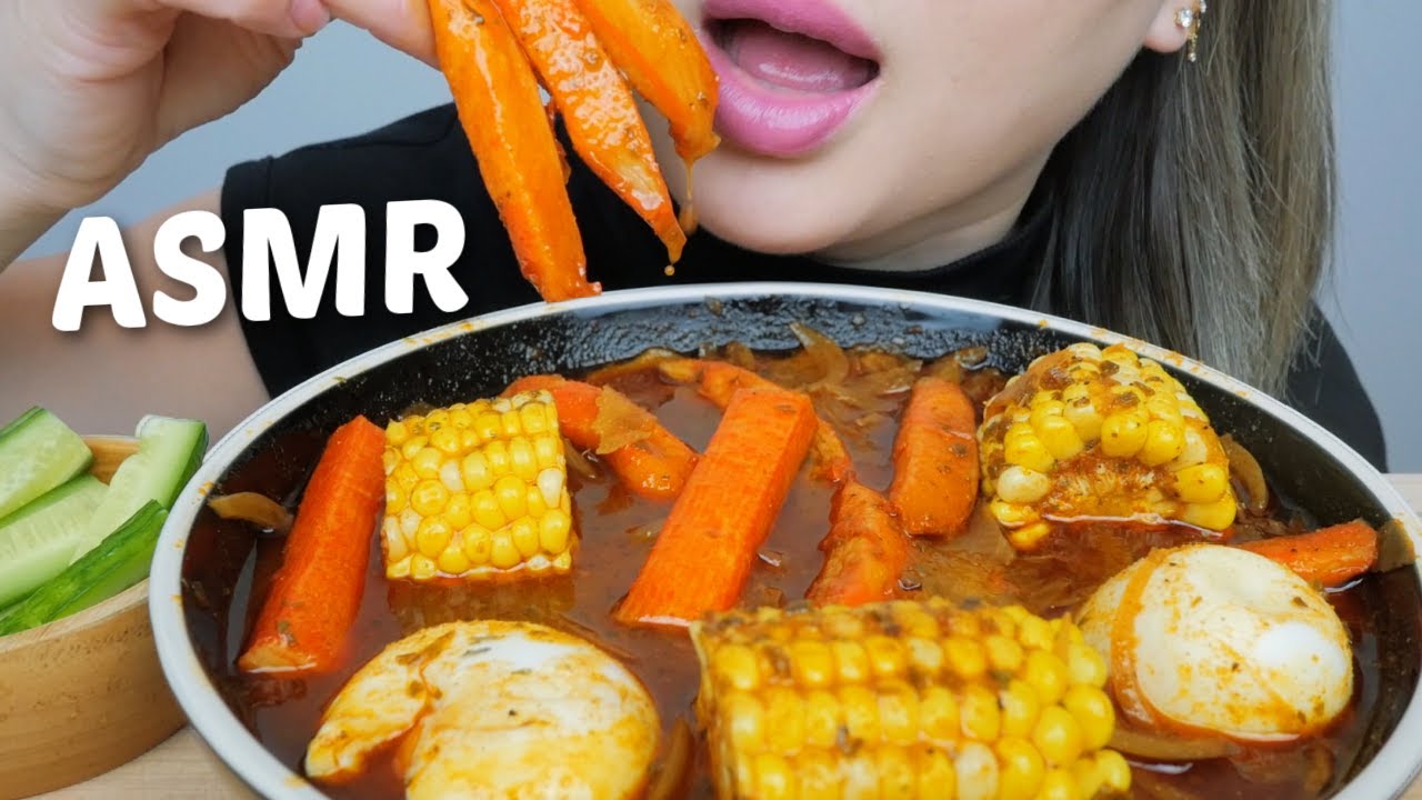 SEAFOOD BOIL *Imitation CRAB with Soft Boiled Egg and Sweet Corn Seafood Boil NO Talking ASMR | NE