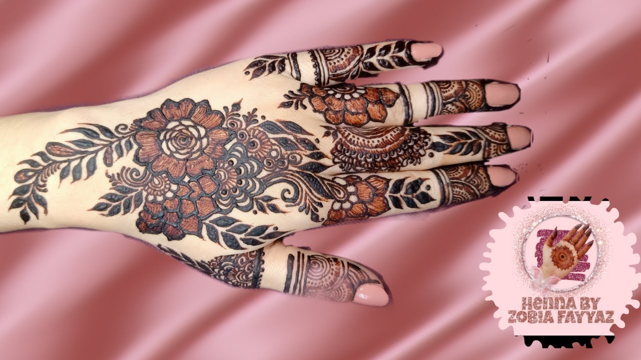 Floral mehndi designs | Latest Arabic mehndi designs for front hand | henna by Zobia Fayyaz