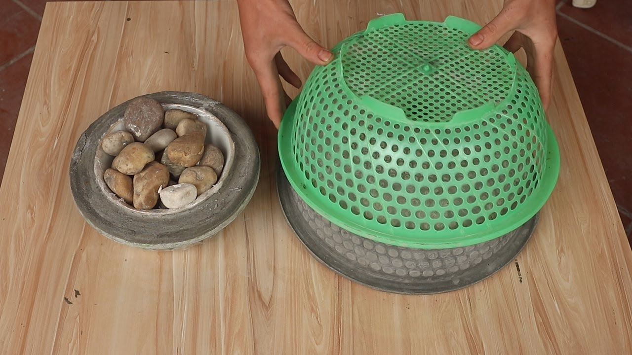 Simple Way To Casting Cement Pots From Plastic Basket | Garden Decoration