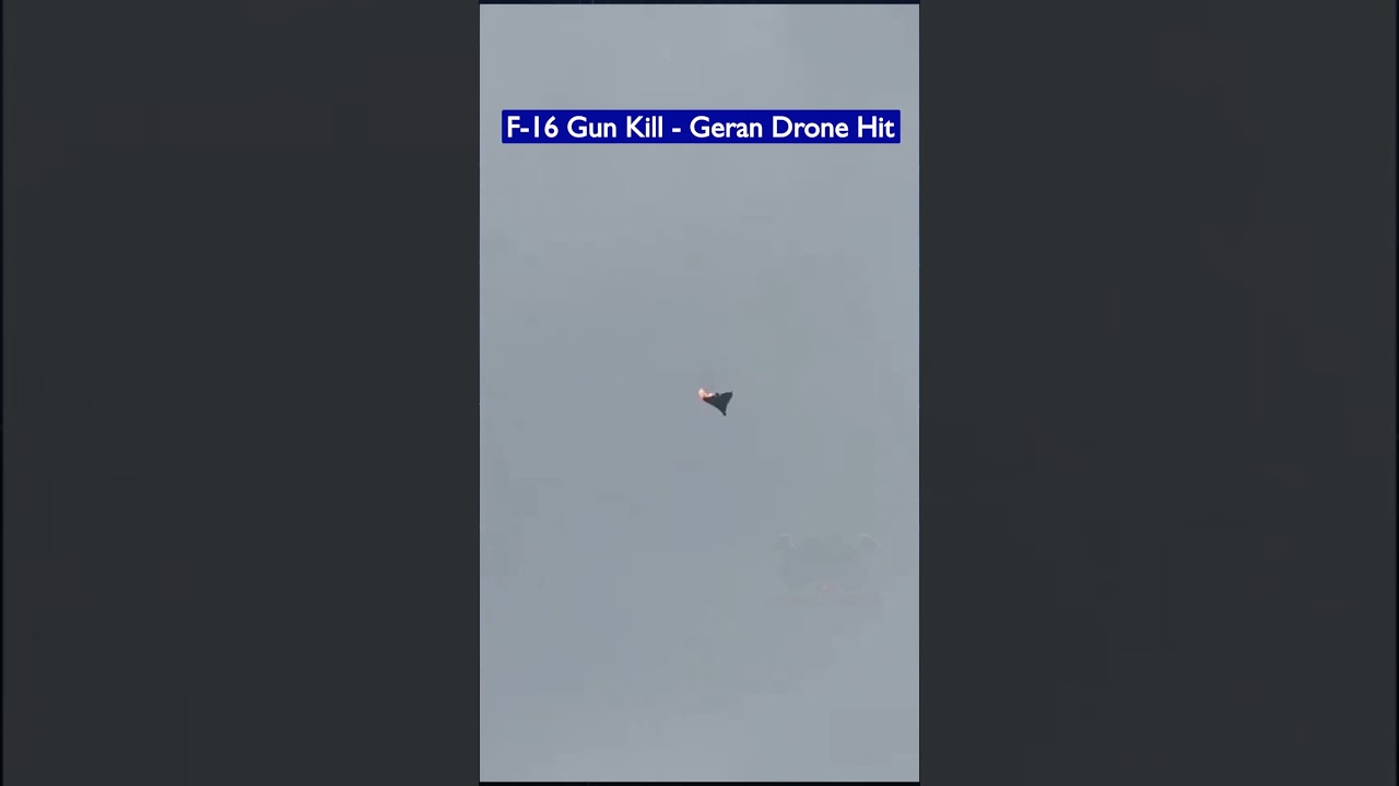 Ukrainian F-16 Shoots Down Russian Geran Drone With 20mm Cannon