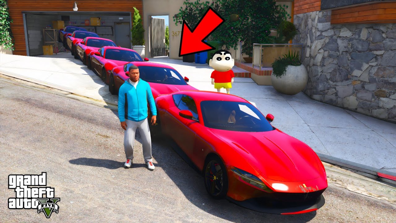 Franklin and Shinchan MAKE Longest Fastest Ferrari With Help of Shinchan & Chop In GTA V