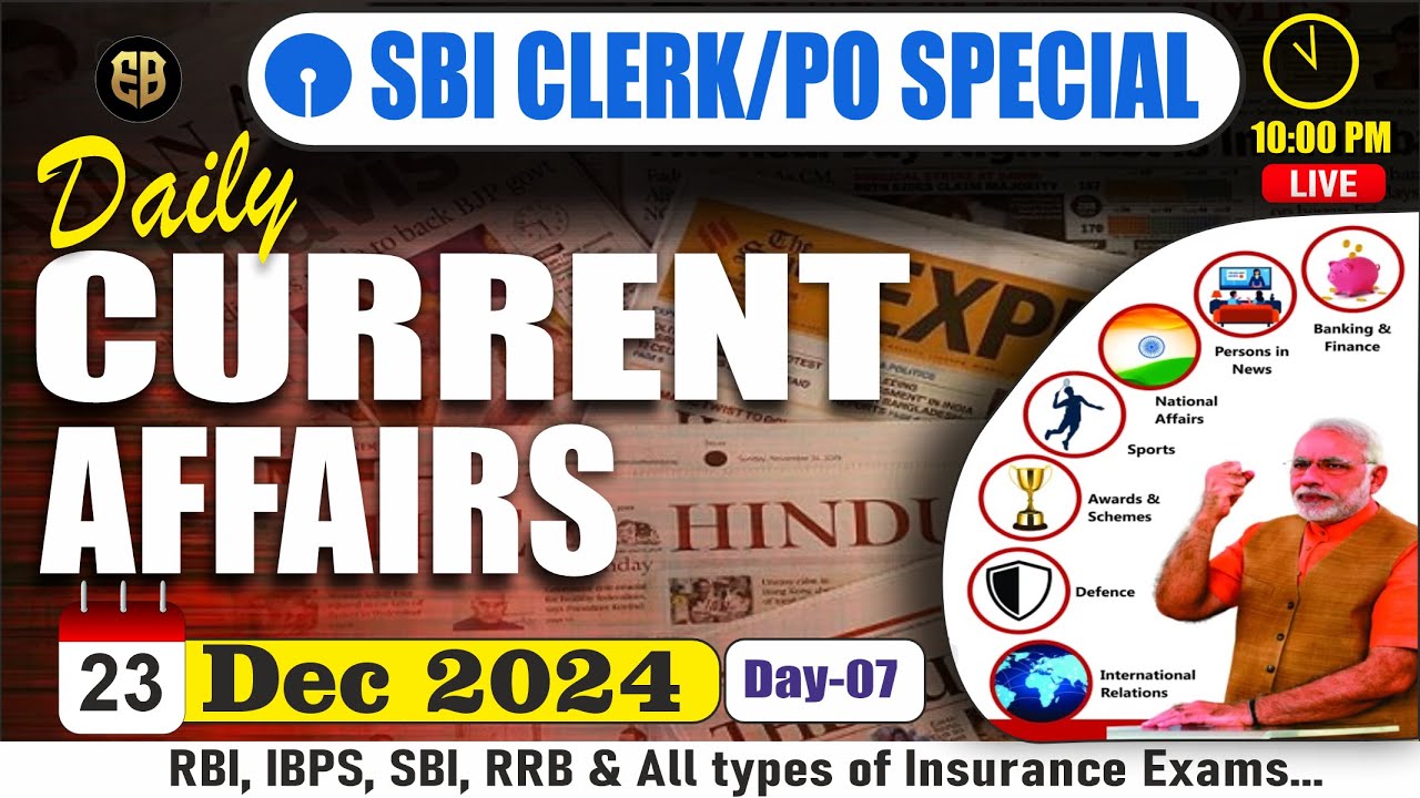 Current Affairs SBI Special Batch | DAY-07 |DECEMBER Month MCQ's | 