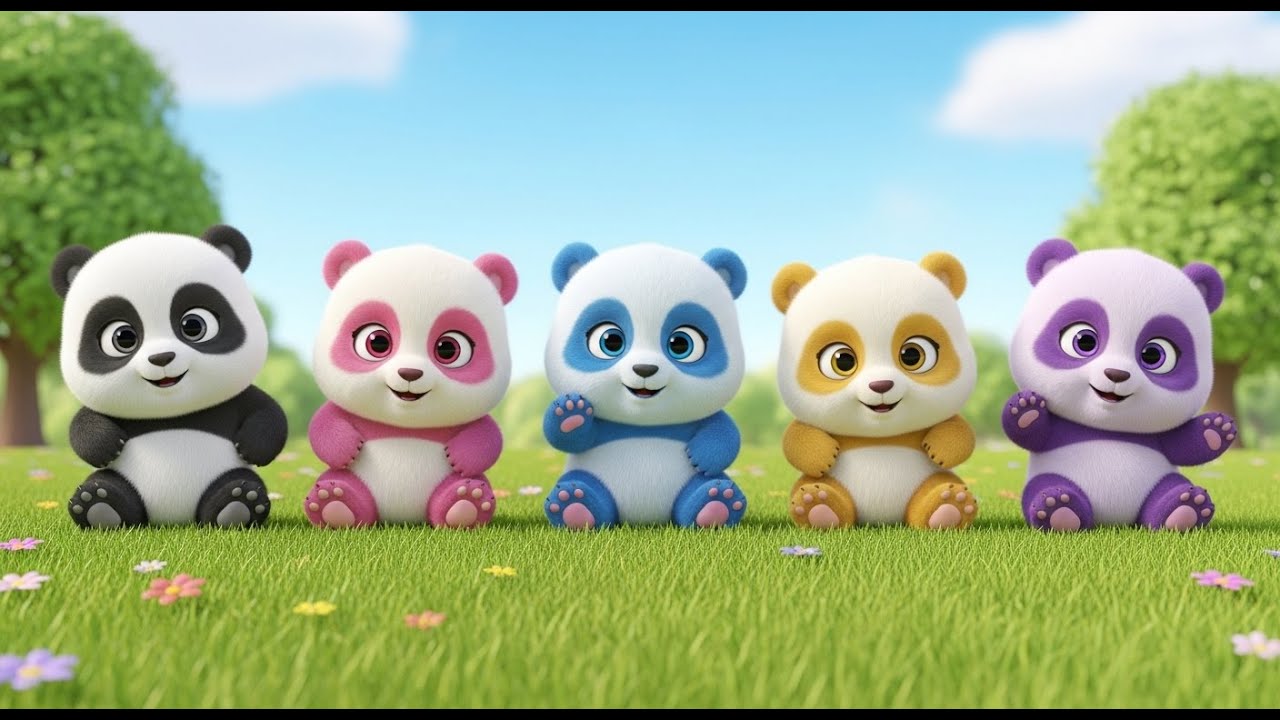 Cinco Pandinhas Bebés Rolam, Rolam | Música de Animais e Números para Crianças