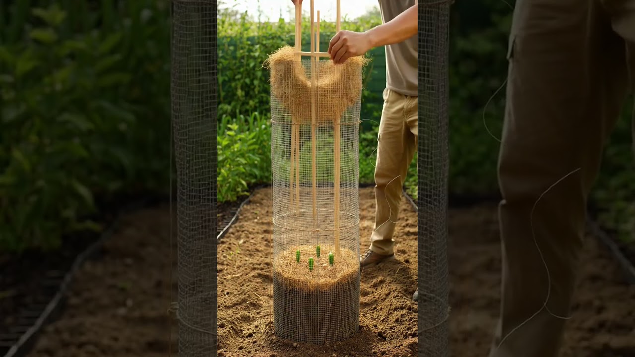 cucumber waterfall soil tower 🥒🎋 #shorts #timelapse #gardening