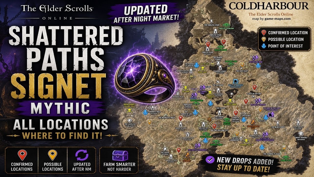 ESO Shattered Paths Signet Mythic Guide (UPDATED After Night Market) &ndash; All Known Locations
