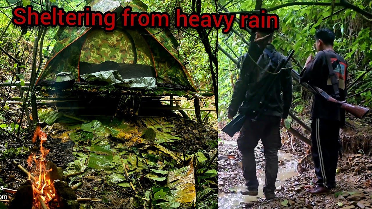 Camping With 2 Friend 🧡  Sheltering From  Heavy Rain In the tent ( Part1)