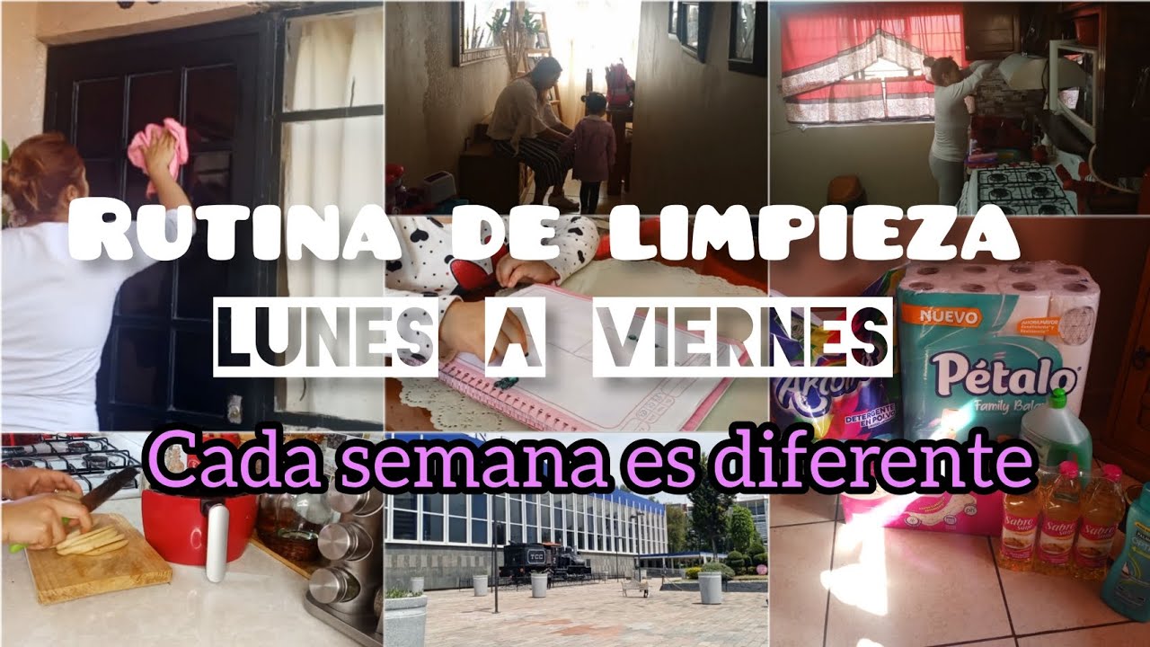Rutina de limpieza// lunes a viernes// esto hago toda la semana acompañame🏠🧹🪣🦋🌼