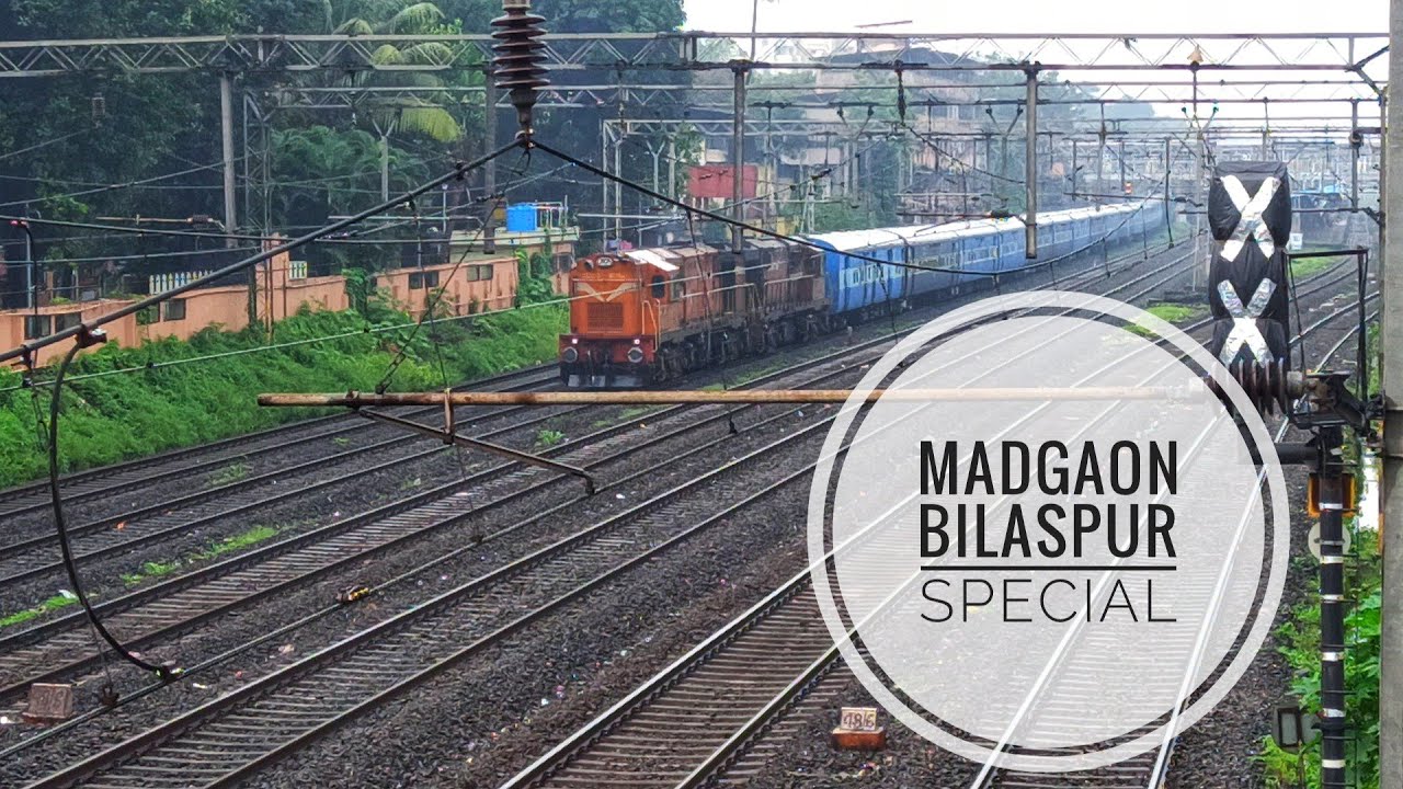 01599 l Madgaon bilaspur one way special train with kalyan wdg3a crossing dombivli