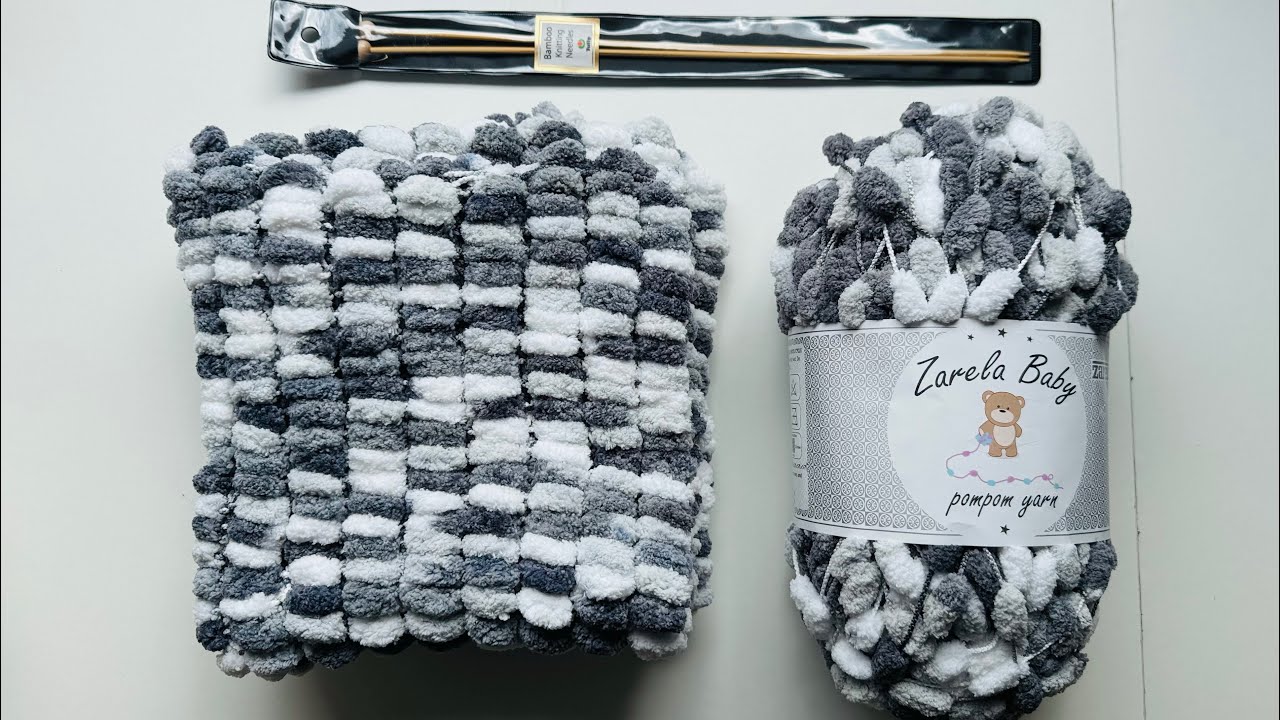 How to knit a baby blanket with Zarela Baby Pompom yarn | Zarela Yarns