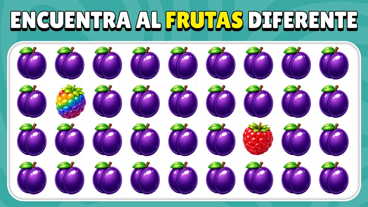 Encuentra el Emoji Diferente - Edición Frutas🍒🍑🍍| Fácil 🟢 Medio 🟡 Difícil 🔴 | 40 niveles definitivos